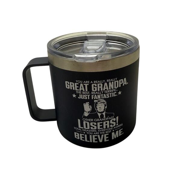NWOB Trump Grandpa Just Fantastic Navy Insulated Lid that Slides Close Cup - Picture 1 of 3